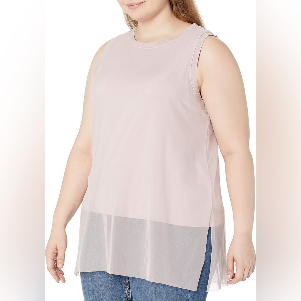 Rebel Wilson X Angels Women's Plus Size 2XL Long Mesh Overlay Sleeveless Top